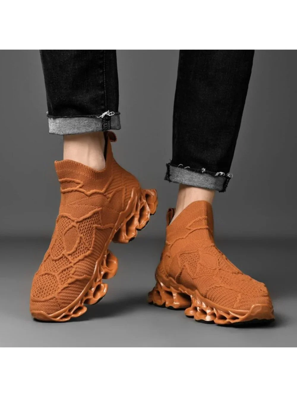 🆕Men's Brown Slip on Loafers Walking Tennis Shoes Running Blade Sneakers